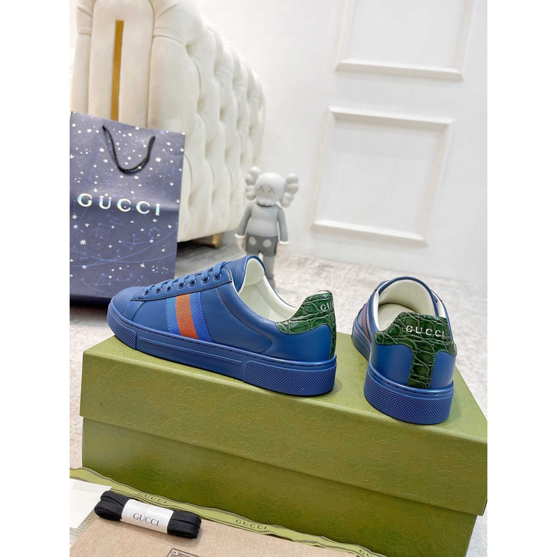 G*u*i ace sneaker with blue and red web blue