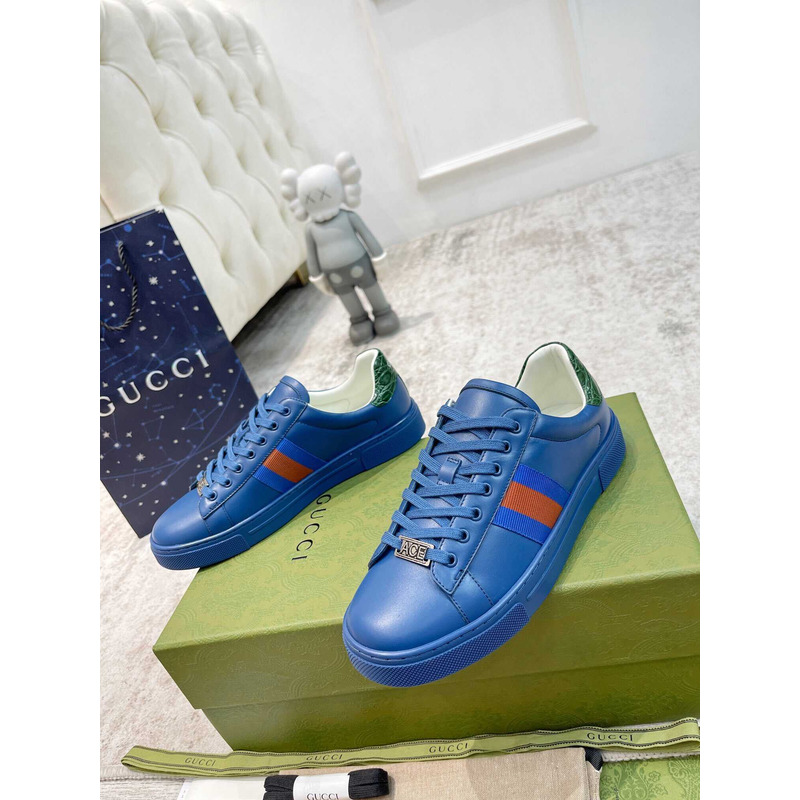 G*u*i ace sneaker with blue and red web blue