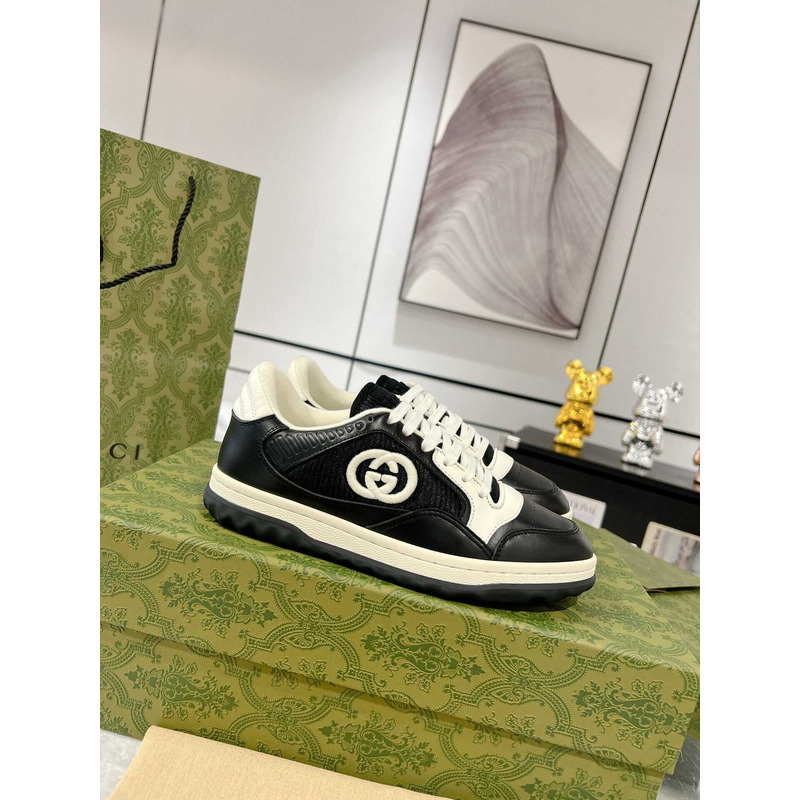 G*u*i mac80 sneakers black  and off white fabric insert