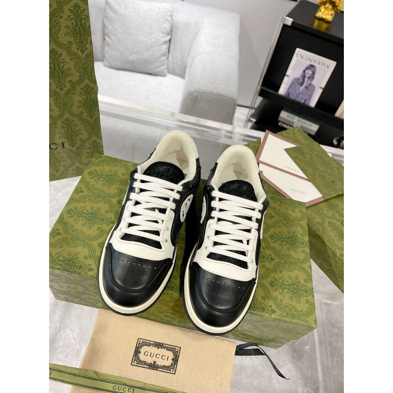 G*u*i mac80 sneakers black  and off white fabric insert