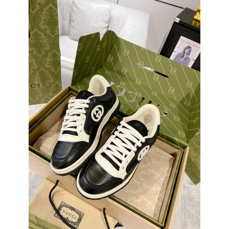 G*u*i mac80 sneakers black  and off white fabric insert