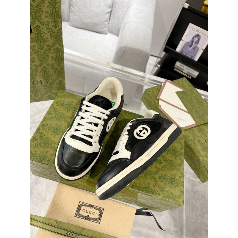 G*u*i mac80 sneakers black  and off white fabric insert