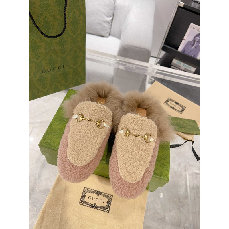 G*u*i princetown women\''s slipper with lamb wool tan pink