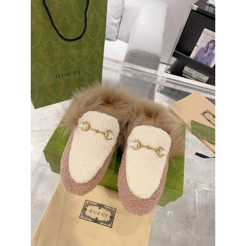 G*u*i princetown women\''s slipper with lamb wool beige pink