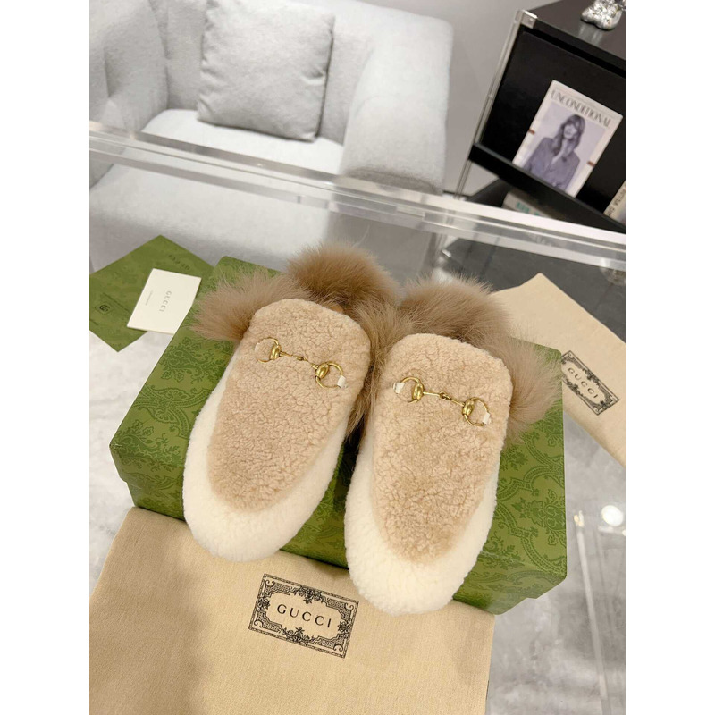 G*u*i princetown women\''s slipper with lamb wool beige