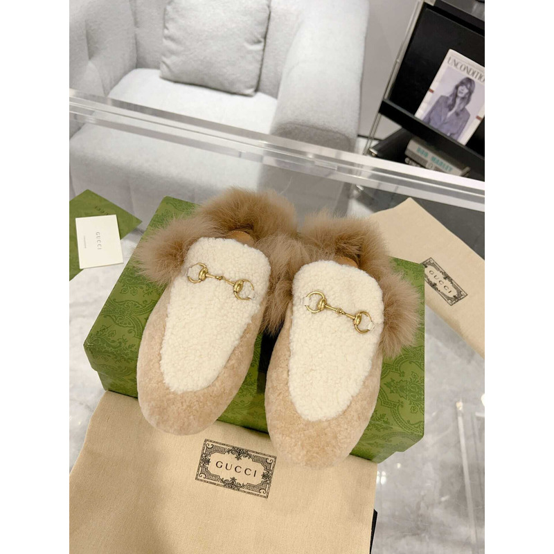 G*u*i princetown women\''s slipper with lamb wool beige