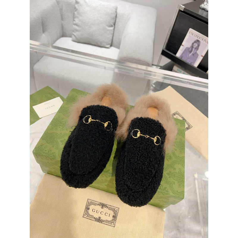 G*u*i princetown women\''s slipper with lamb wool black