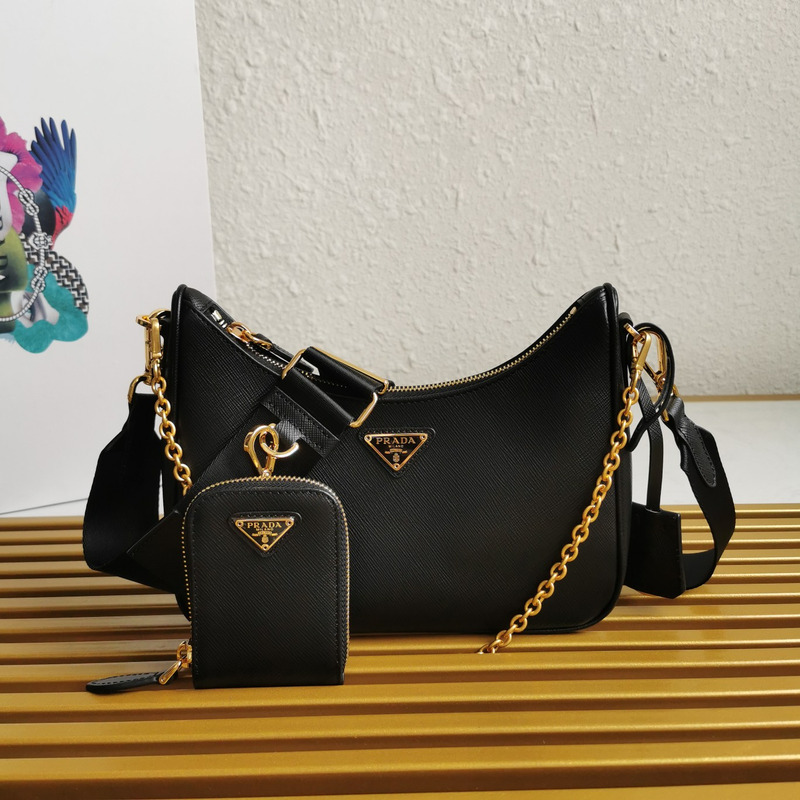 Pra*a Pra*a saffiano leather re-edition 2005 black bag