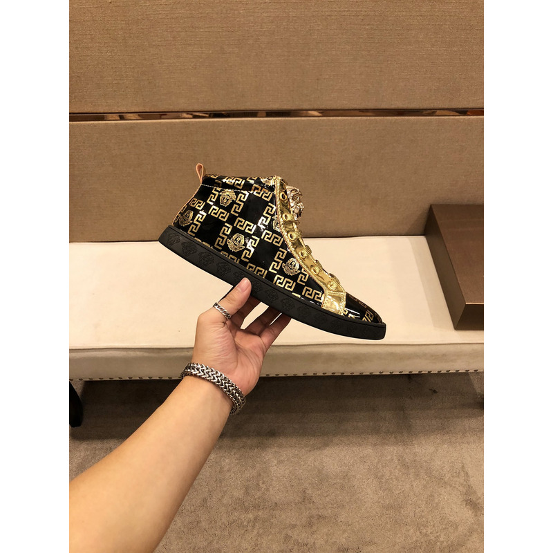 Versace High Top Sneakers Gold And Black