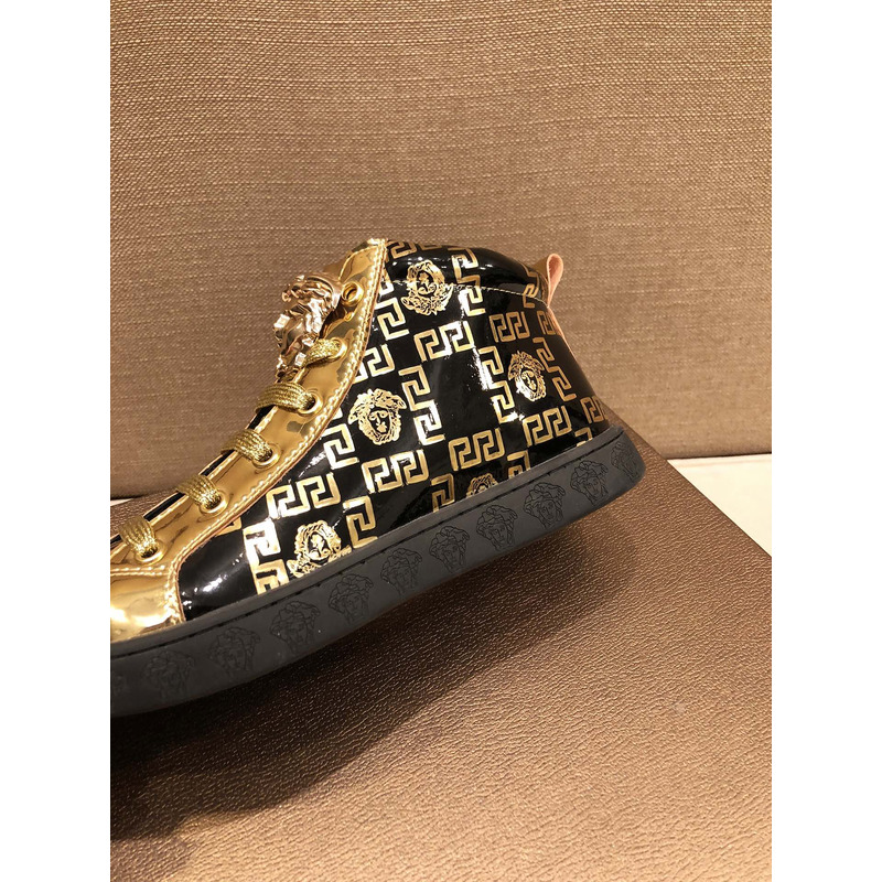 Versace High Top Sneakers Gold And Black