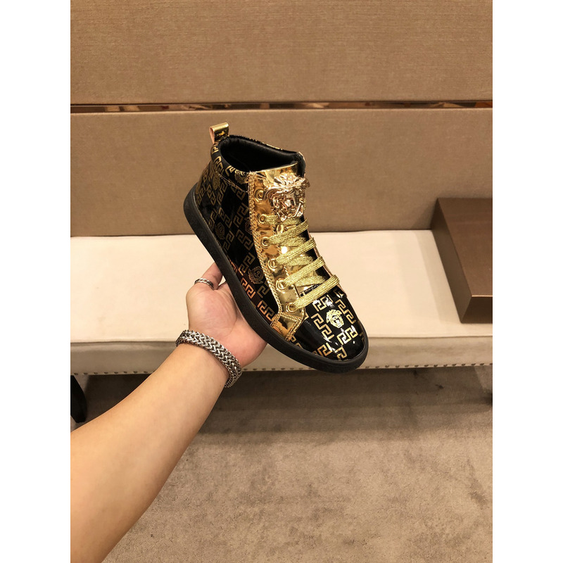 Versace High Top Sneakers Gold And Black