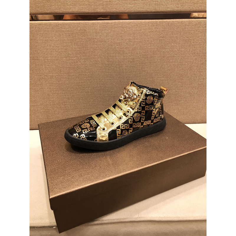 Versace High Top Sneakers Gold And Black