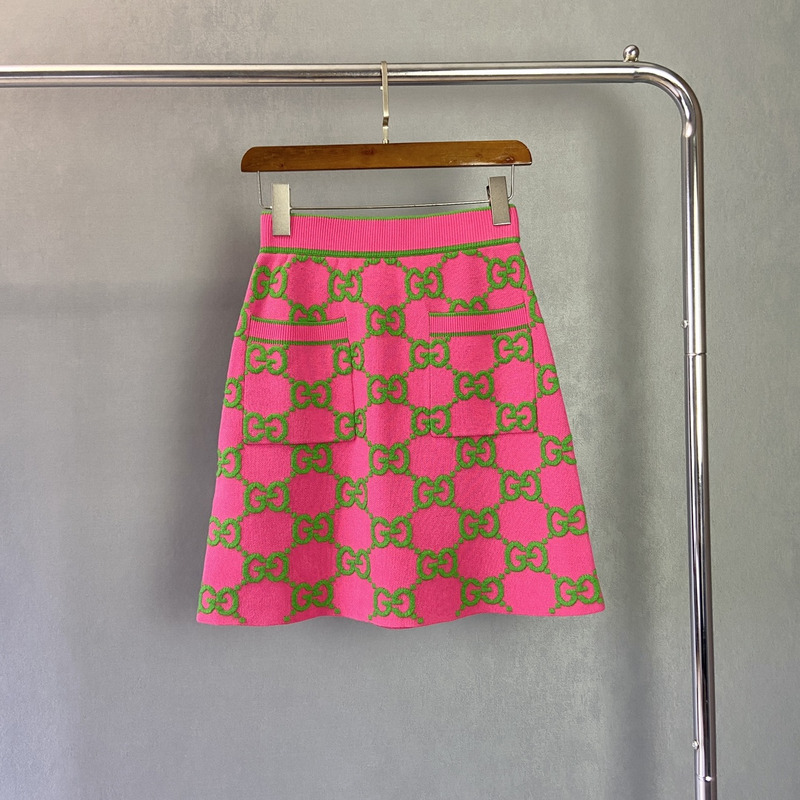 G*u*i gg cotton and silk blend skirt pink