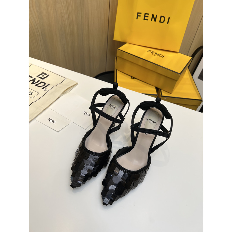 F**di colibrì lite sequin slingback high heels black