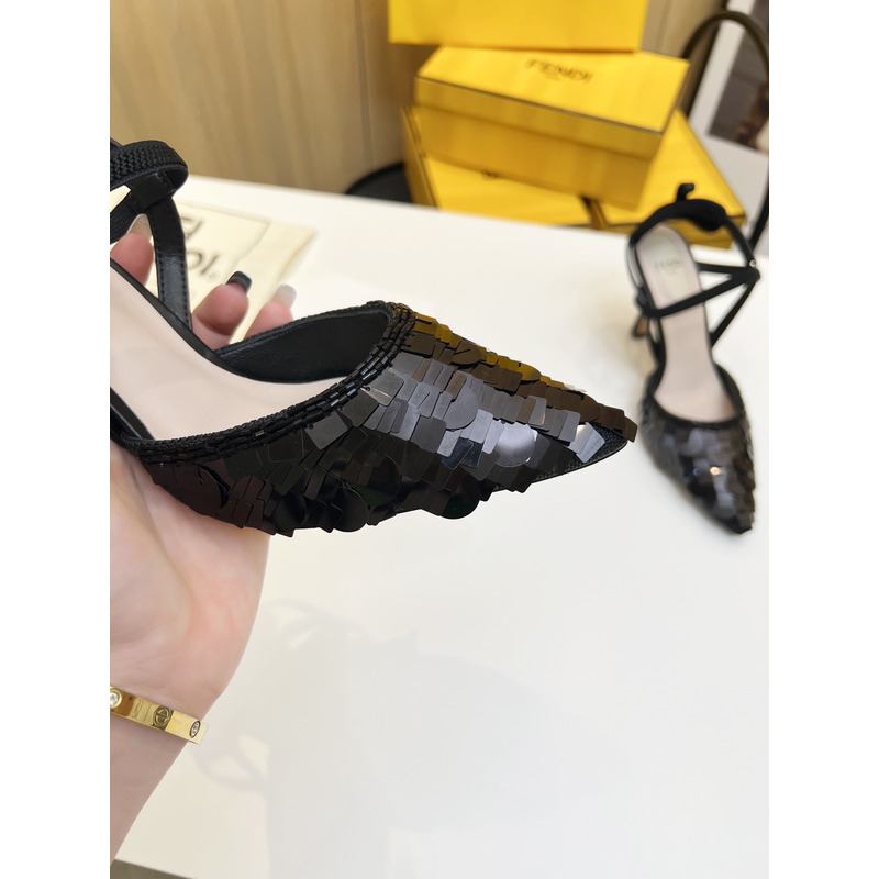 F**di colibrì lite sequin slingback high heels black