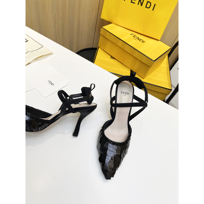 F**di colibrì lite sequin slingback high heels black