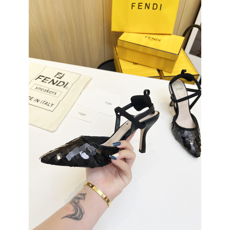 F**di colibrì lite sequin slingback high heels black