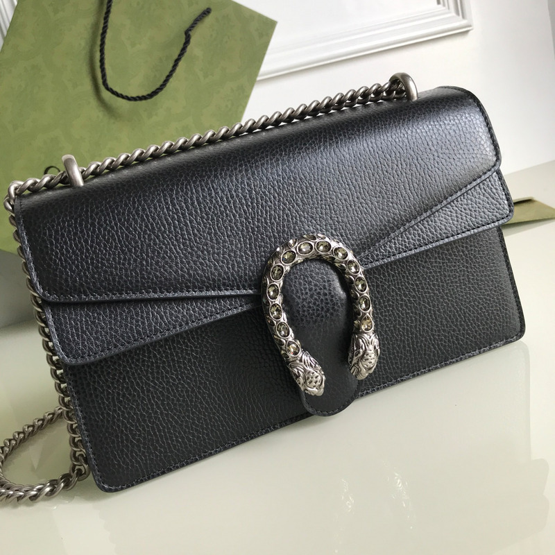 G*u*i dionysus shoulder bag pebbled calfskin small black bag