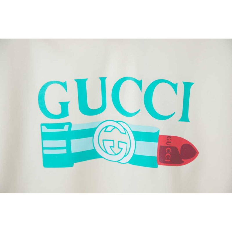 G*u*i logo print cotton hoodie white