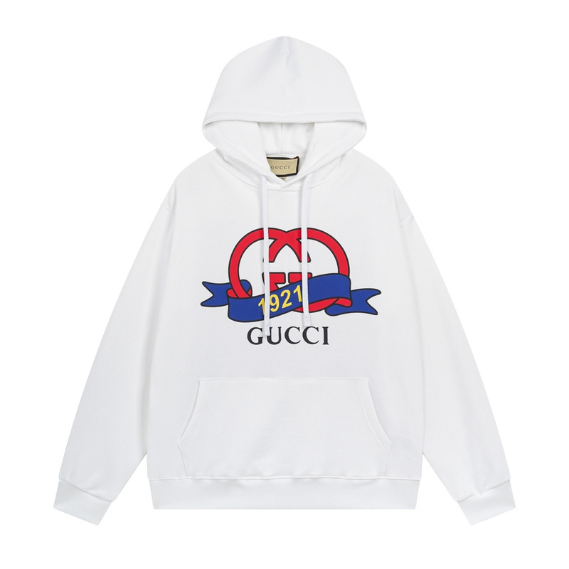 G*u*i 1921 print cotton hoodie white