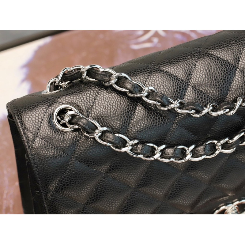 Ch*el classic single flap bag quilted caviar jumbo