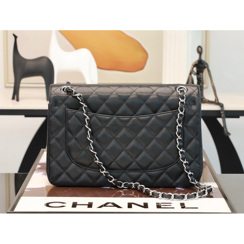 Ch*el classic single flap bag quilted caviar jumbo