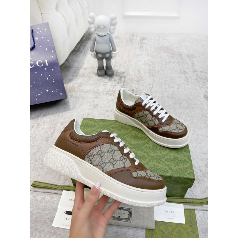 G*u*i damensneaker mit gg brown und grauer gg sup*e-canvas