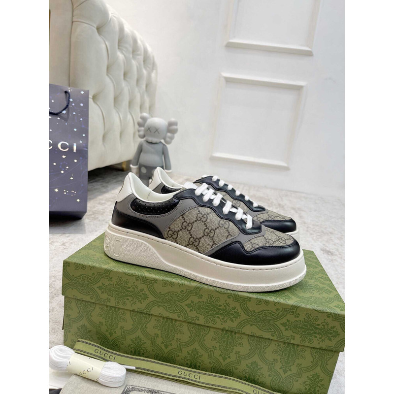 G*u*i damensneaker mit gg black  und grauer gg sup*e-canvas