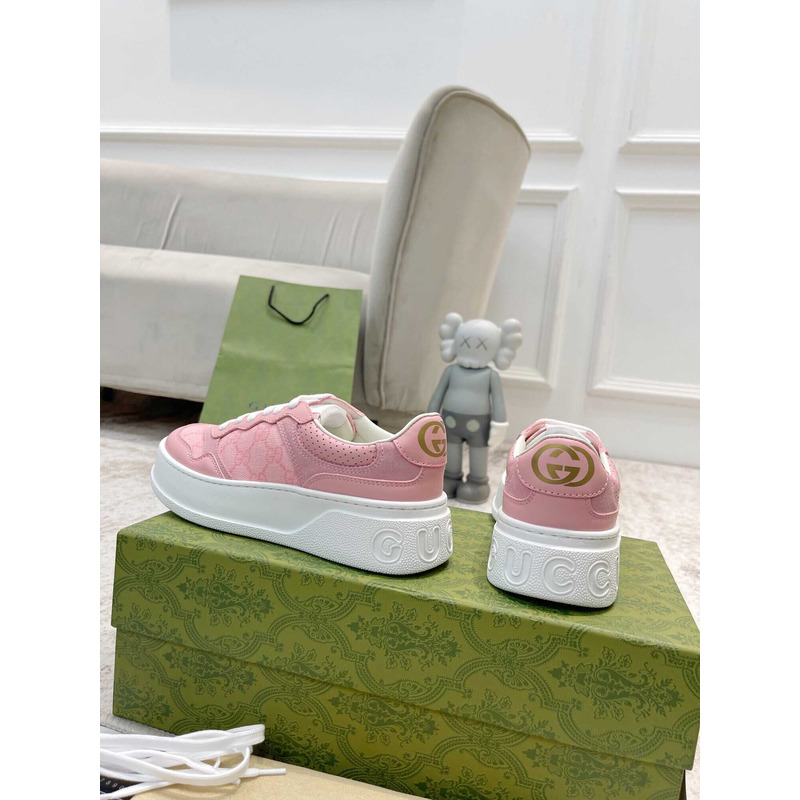 G*u*i damensneaker mit gg pink und grauer gg sup*e-canvas