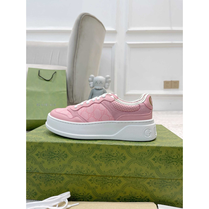 G*u*i damensneaker mit gg pink und grauer gg sup*e-canvas