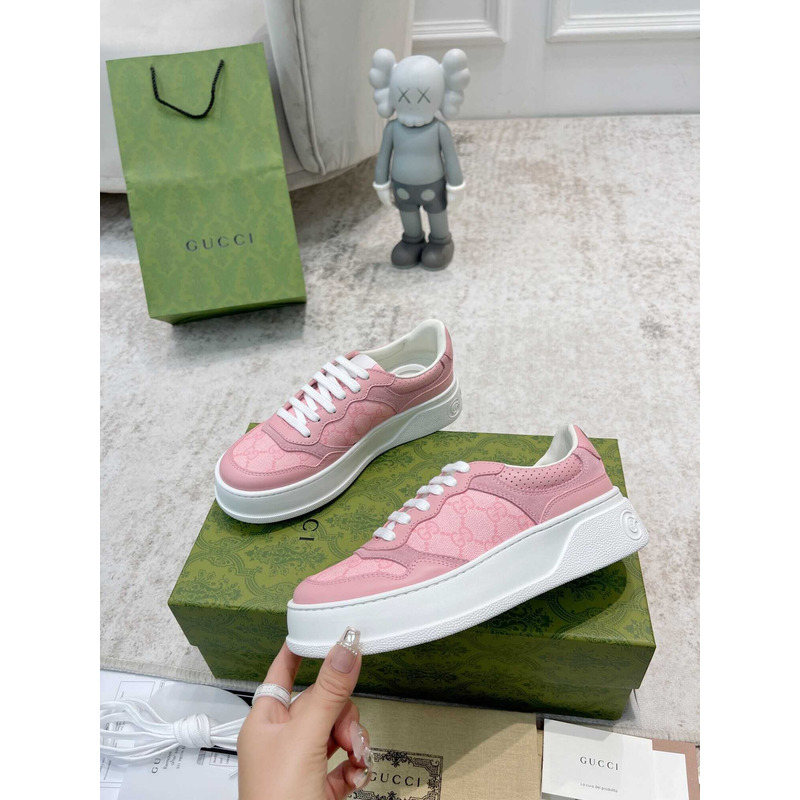 G*u*i damensneaker mit gg pink und grauer gg sup*e-canvas