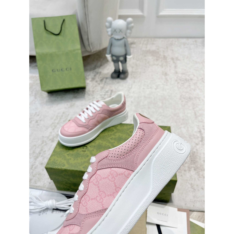 G*u*i damensneaker mit gg pink und grauer gg sup*e-canvas