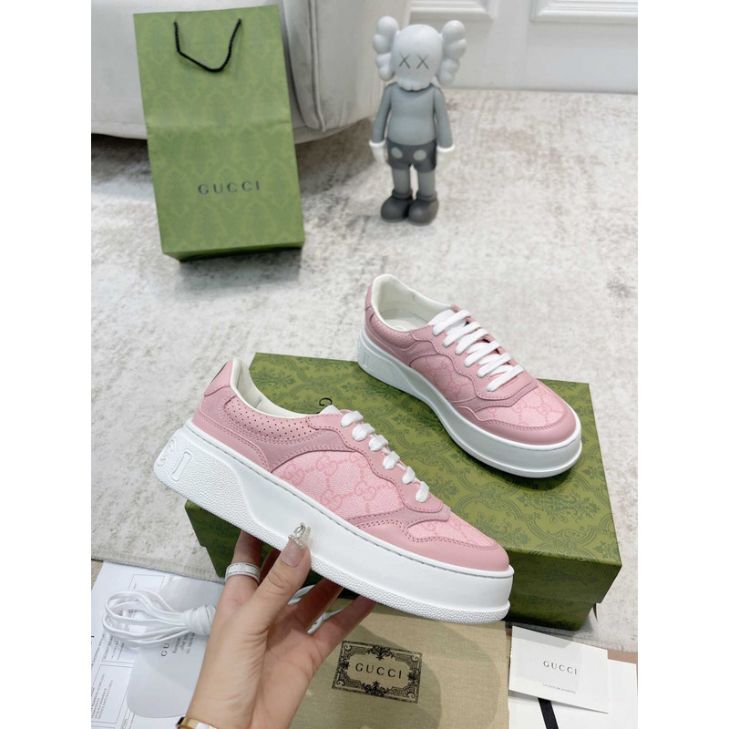 G*u*i damensneaker mit gg pink und grauer gg sup*e-canvas