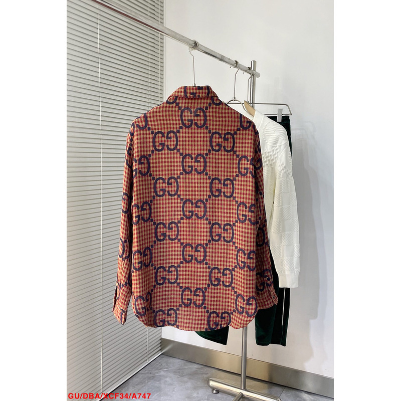 G*u*i jumbo gg canvas shirt dark red