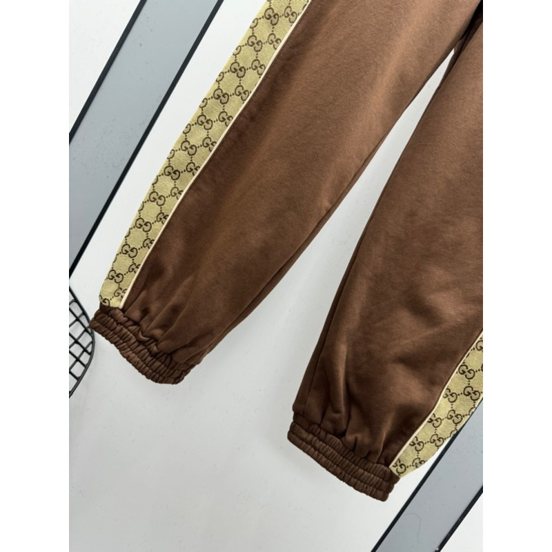 G*u*i gg stripe velour jogger pants in brown