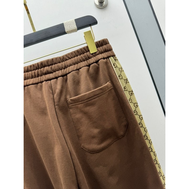 G*u*i gg stripe velour jogger pants in brown