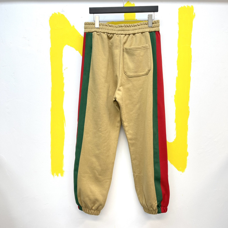 G*u*i knitted cotton track pants with webbing camel