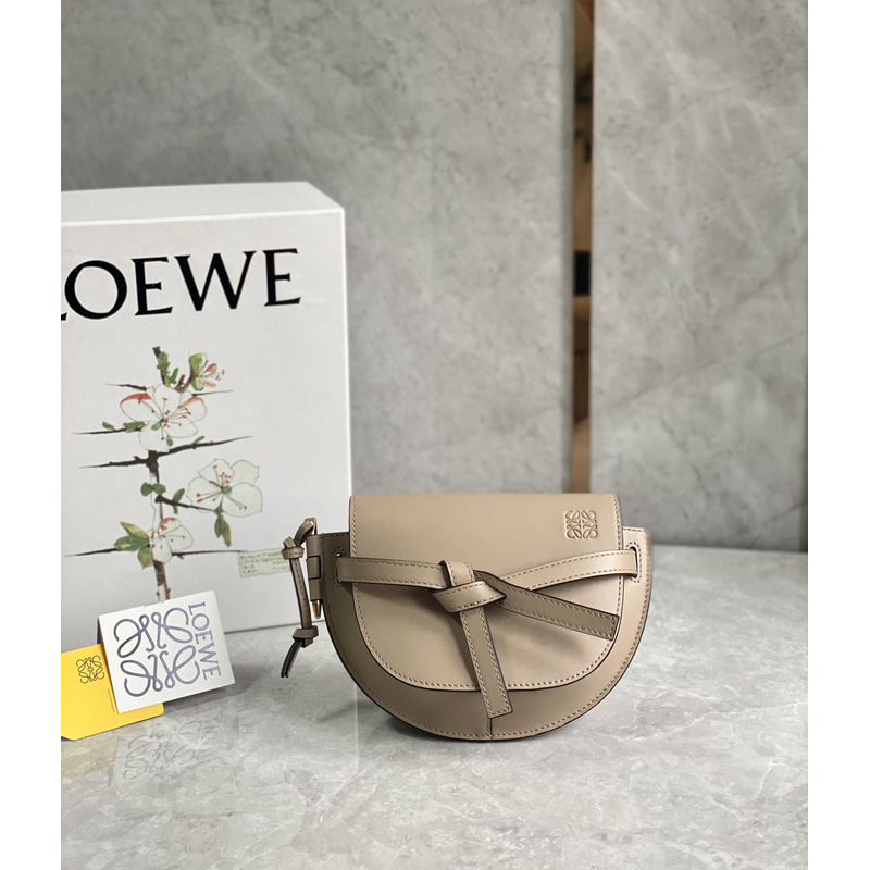 Loewe Mini Gate Dual Bag Calfskin And Jacquard Sand