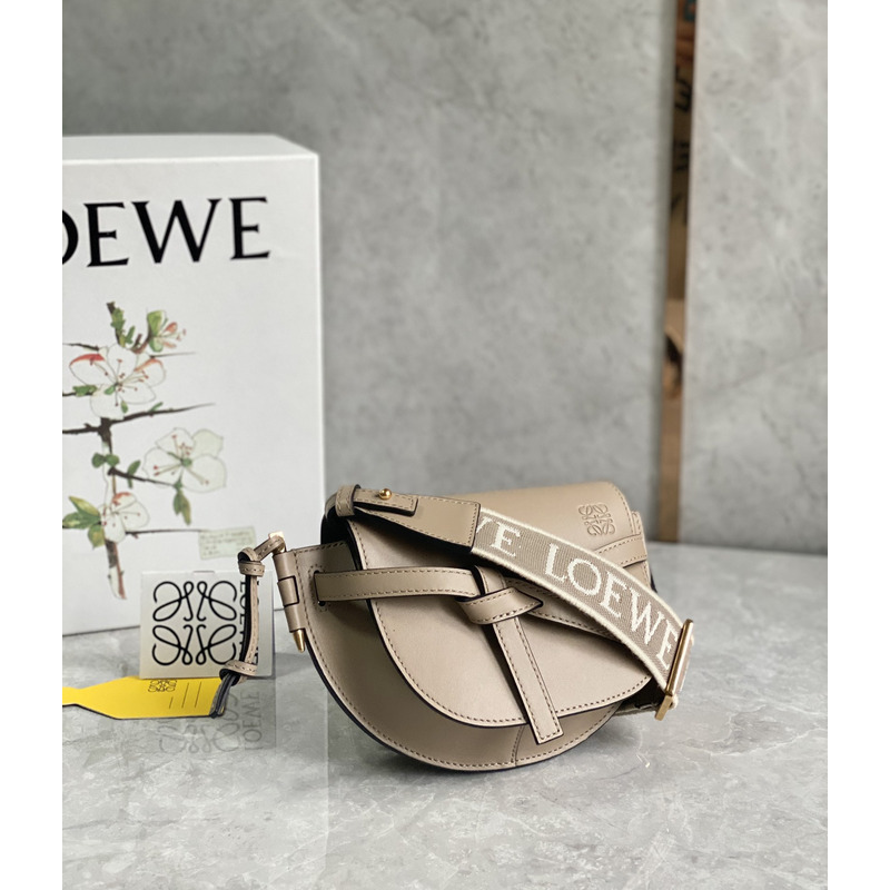 Loewe Mini Gate Dual Bag Calfskin And Jacquard Sand