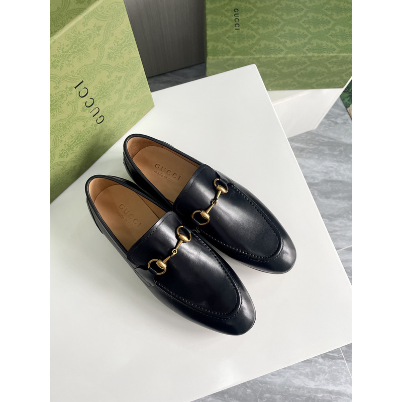 G*u*i jordaan leather horsebit loafters black