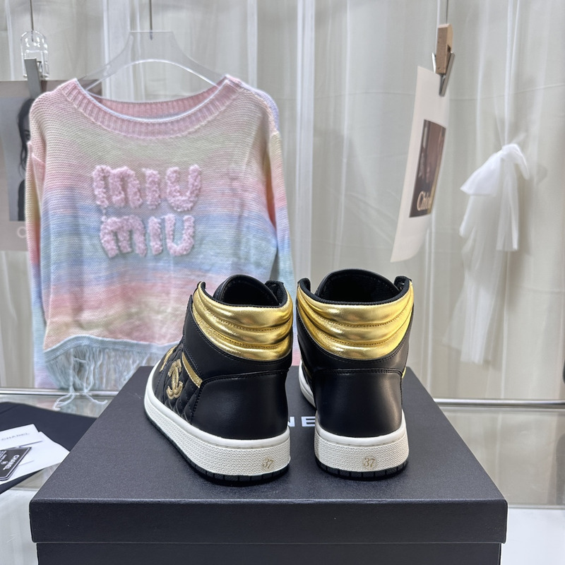 Ch*el gold black hight sneaker