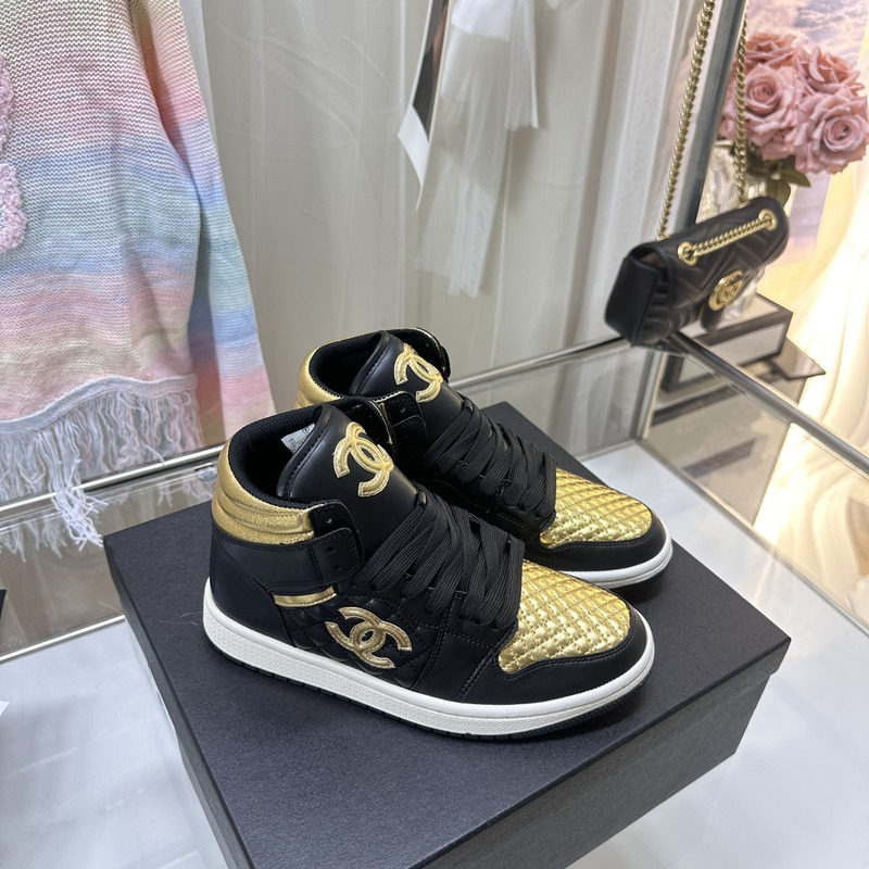 Ch*el gold black hight sneaker