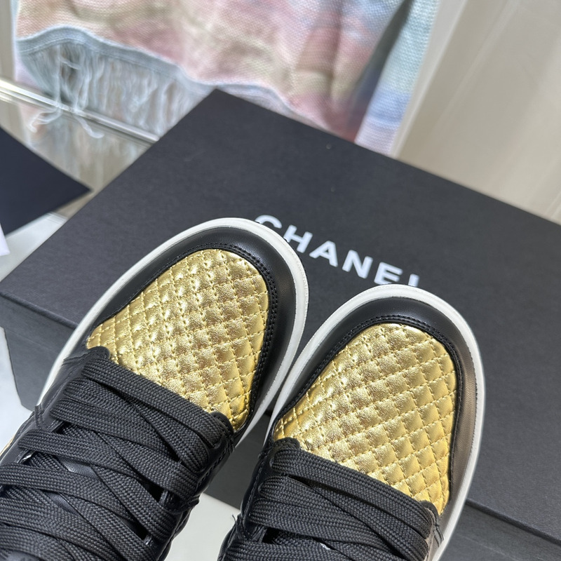 Ch*el gold black hight sneaker