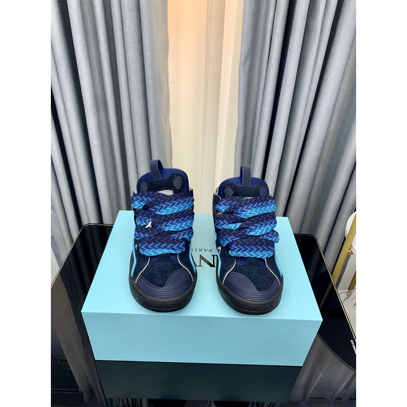 Lanvin Curb Patchwork Sneakers Blue