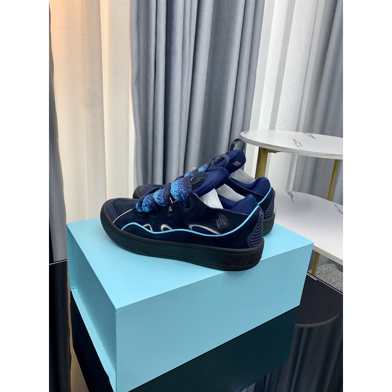 Lanvin Curb Patchwork Sneakers Blue