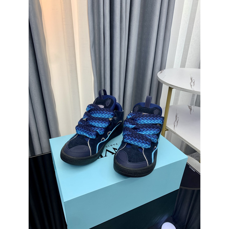 Lanvin Curb Patchwork Sneakers Blue