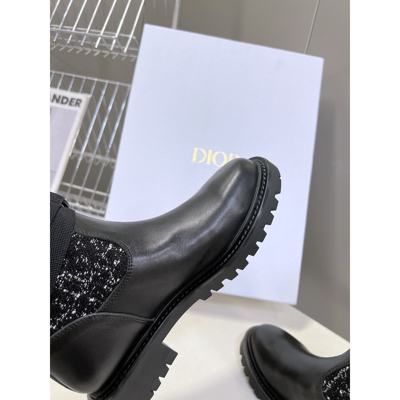 D*or d-major boot calfskin with cannage tweed black