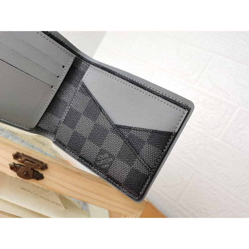 l**is V*t*n gray black damier graphite slender wallet