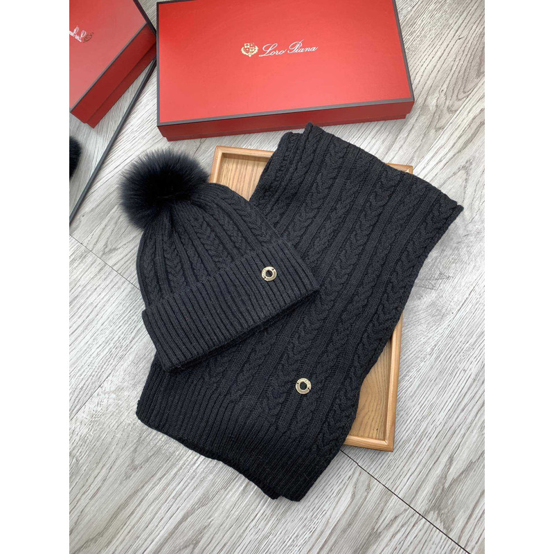 Loro piana Wool Pom And Scarf Black