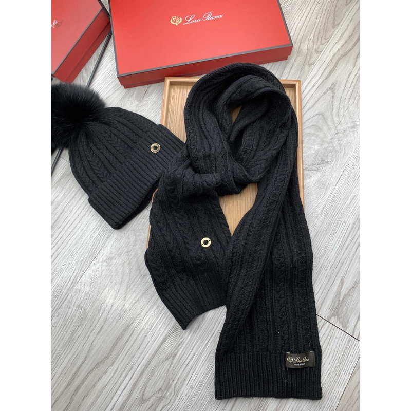 Loro piana Wool Pom And Scarf Black